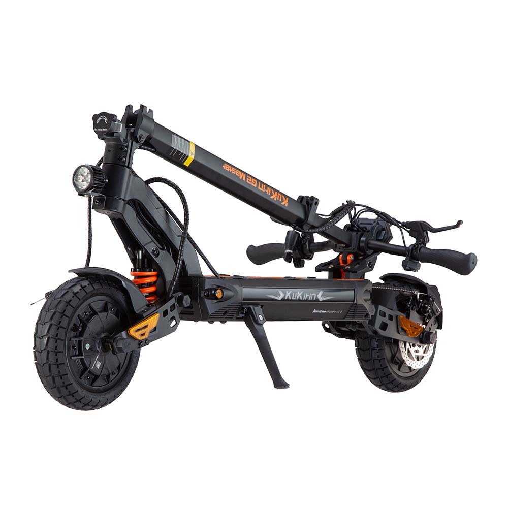 Folded view of Kukirin G2 Master e-scooter, electric scooter for adults with 2000W motor and compact storage.