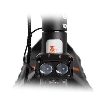 Kukirin G3 Pro e-scooter front LED headlight close-up, adult electric scooter fast and safe for night riding